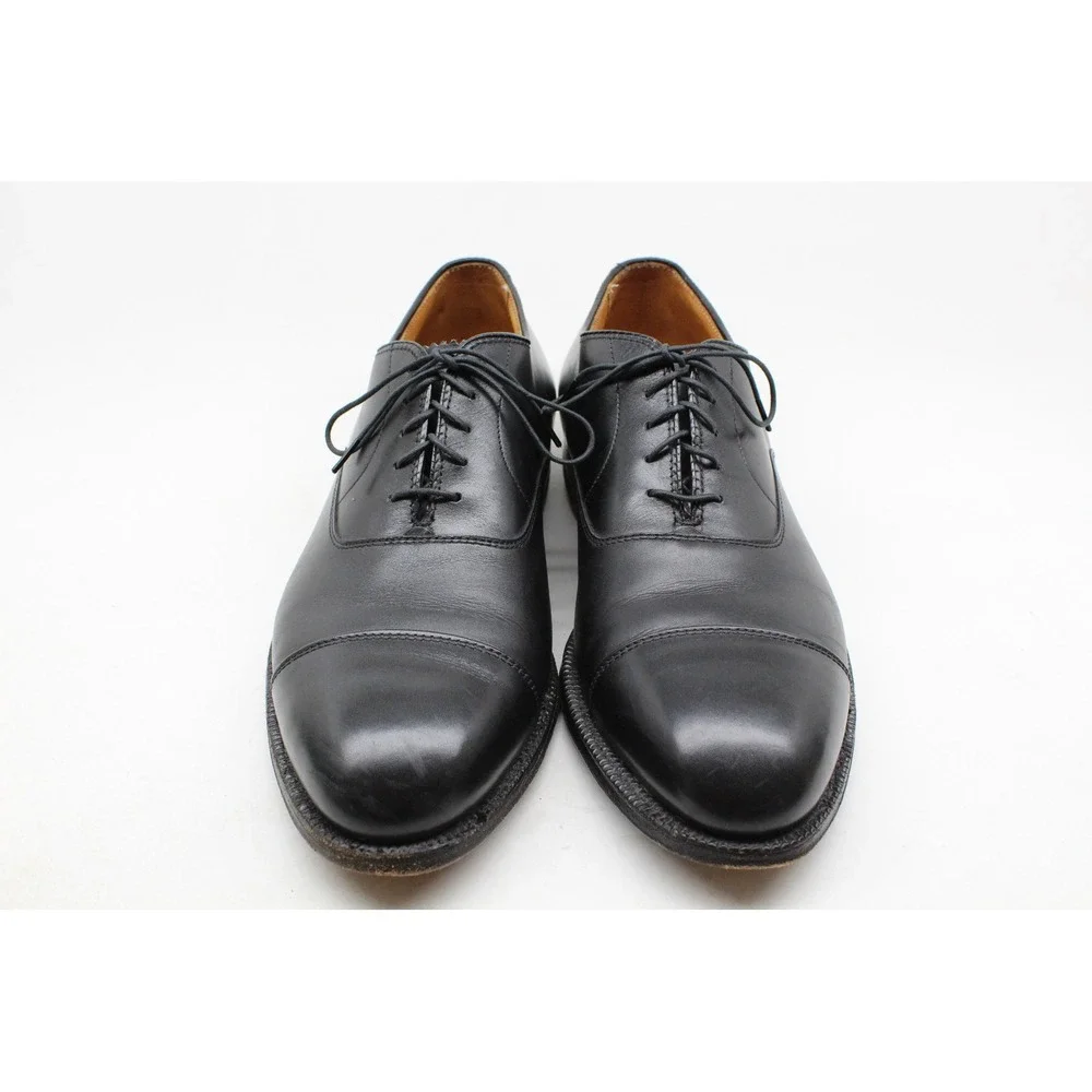 Alden 907 Mens 9.5 A/C Black Leather Straight Tip Bal Oxford Cap Toe Shoes